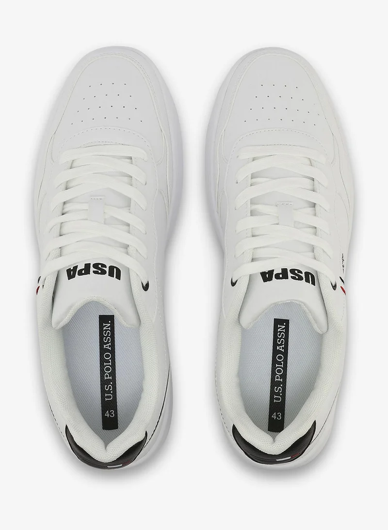 U.S. Polo Assn. white Men's White Low-Top Sneakers - Lightweight Classic Lace-Up Design, Comfortable for Everyday Outfits for Men | Best Price UAE